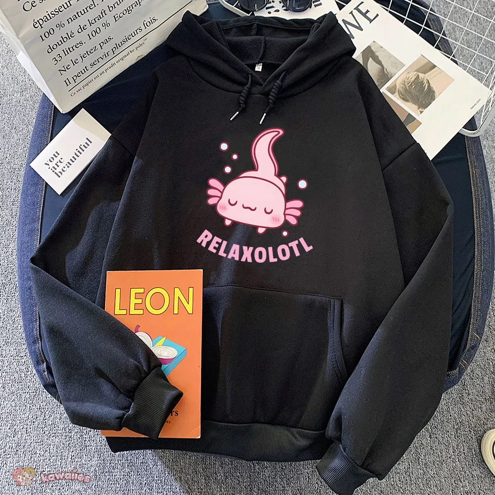 Pink Chilling Axolotl Unisex Hoodies-Kawaii Dream