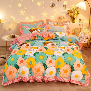 Pink Floral Bedding Set Collection with Bed Sheet-Kawaii Dream