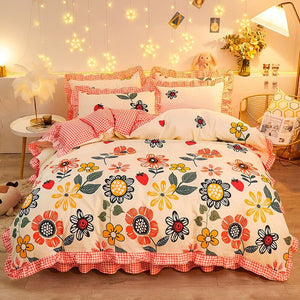 Pink Floral Bedding Set Collection with Bed Sheet-Kawaii Dream