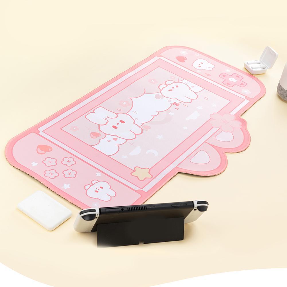 Pink Gaming Bunny Large Mouse Pad with Ears-Kawaii Dream