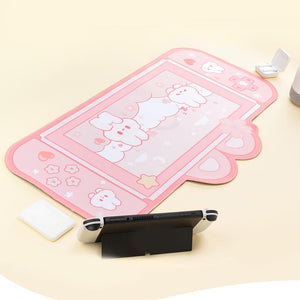 Pink Gaming Bunny Large Mouse Pad with Ears-Kawaii Dream