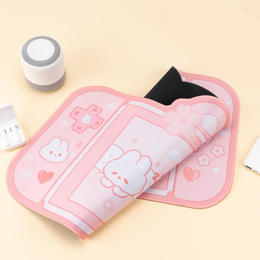 Pink Gaming Bunny Large Mouse Pad with Ears-Kawaii Dream