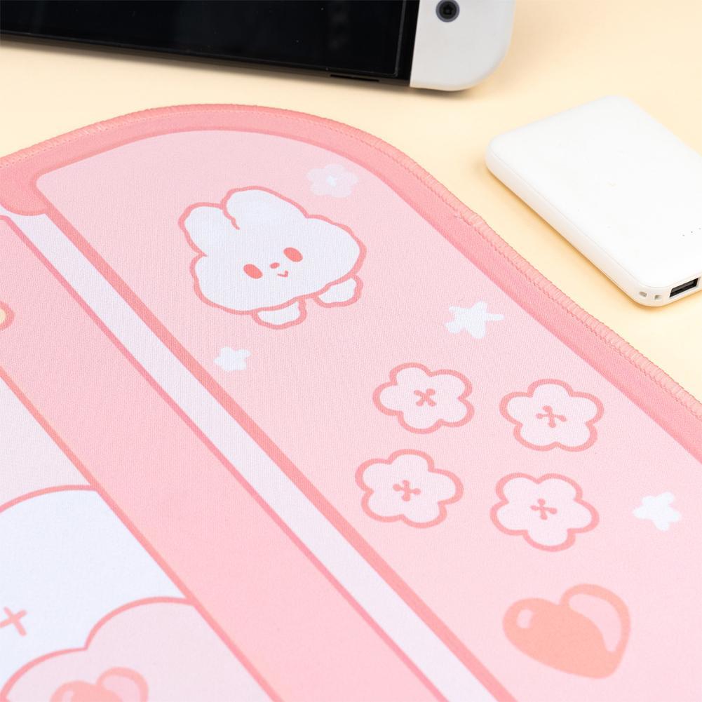 Pink Gaming Bunny Large Mouse Pad with Ears-Kawaii Dream
