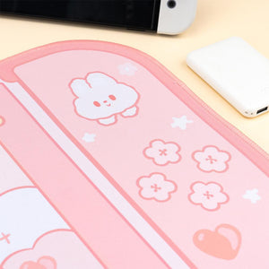 Pink Gaming Bunny Large Mouse Pad with Ears-Kawaii Dream