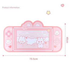 Pink Gaming Bunny Large Mouse Pad with Ears-Kawaii Dream