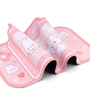 Pink Gaming Bunny Large Mouse Pad with Ears-Kawaii Dream