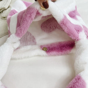 Pink Hearts Fluffy Tote Bag-Kawaii Dream