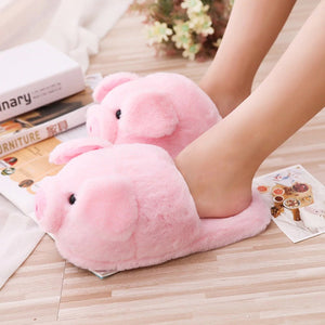 Pink Piggy Plush Slippers-Kawaii Dream