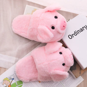 Pink Piggy Plush Slippers-Kawaii Dream