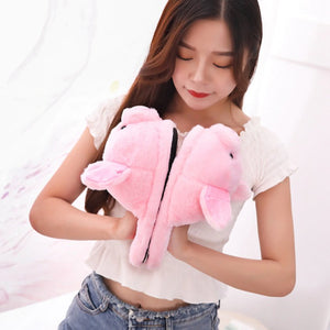 Pink Piggy Plush Slippers-Kawaii Dream