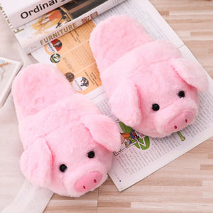 Pink Piggy Plush Slippers-Kawaii Dream