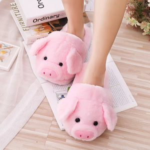 Pink Piggy Plush Slippers-Kawaii Dream