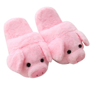 Pink Piggy Plush Slippers-Kawaii Dream
