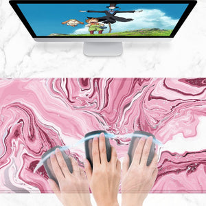 Pink Red Marble Abstract Art Large Mouse Pad-Kawaii Dream