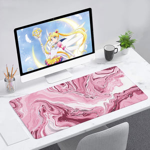 Pink Red Marble Abstract Art Large Mouse Pad-Kawaii Dream