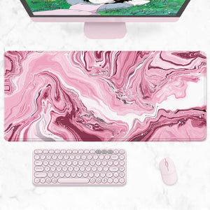 Pink Red Marble Abstract Art Large Mouse Pad-Kawaii Dream