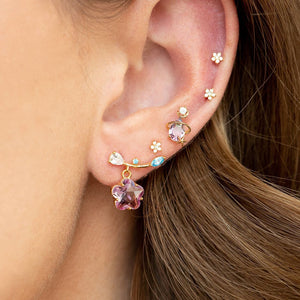 Pink Shooting Star Gold-Plated Stud Earrings-Kawaii Dream