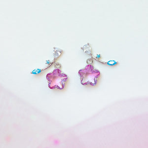 Pink Shooting Star Gold-Plated Stud Earrings-Kawaii Dream