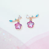 Pink Shooting Star Gold-Plated Stud Earrings-Kawaii Dream
