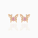 Pink Starry Butterfly Gold-plated Stud Earrings-Kawaii Dream