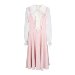 Pink White Vintage Fairytale Cottage Dress-Kawaii Dream