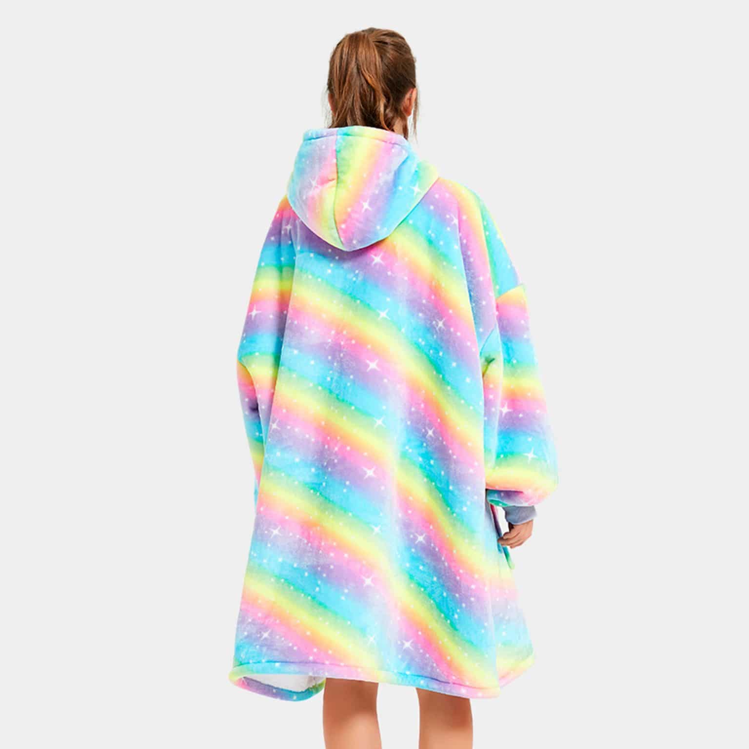 Rainbow Oversized Thick Blanket Hoodie-Kawaii Dream