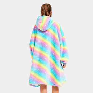 Rainbow Oversized Thick Blanket Hoodie-Kawaii Dream