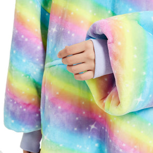 Rainbow Oversized Thick Blanket Hoodie-Kawaii Dream