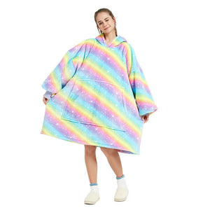 Rainbow Oversized Thick Blanket Hoodie-Kawaii Dream