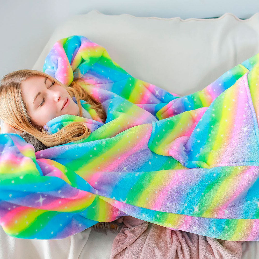 Rainbow Oversized Thick Blanket Hoodie-Kawaii Dream