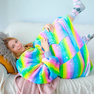 Rainbow Oversized Thick Blanket Hoodie-Kawaii Dream