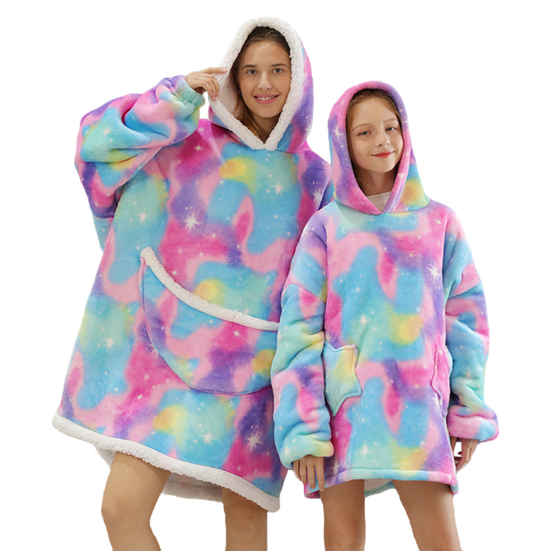Rainbow Parents & Kids Combo Oversized Blanket Hoodies-Kawaii Dream