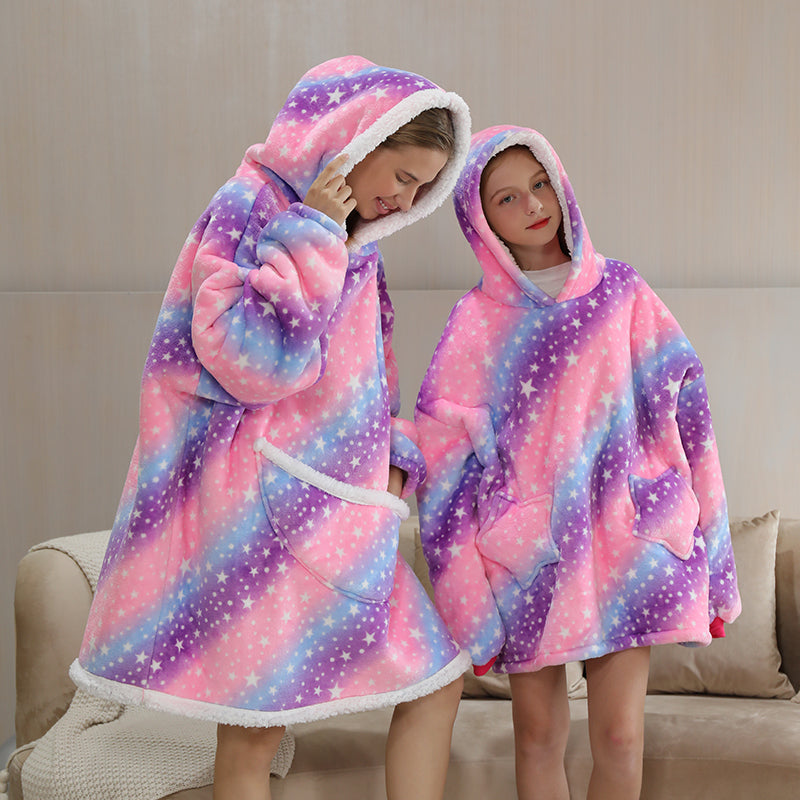 Rainbow Parents & Kids Combo Oversized Blanket Hoodies-Kawaii Dream