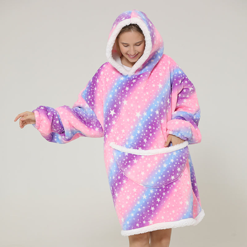 Rainbow Parents & Kids Combo Oversized Blanket Hoodies-Kawaii Dream
