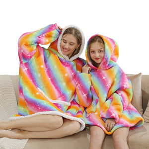Rainbow Parents & Kids Combo Oversized Blanket Hoodies-Kawaii Dream