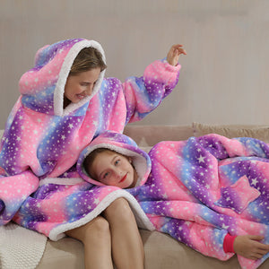 Rainbow Parents & Kids Combo Oversized Blanket Hoodies-Kawaii Dream