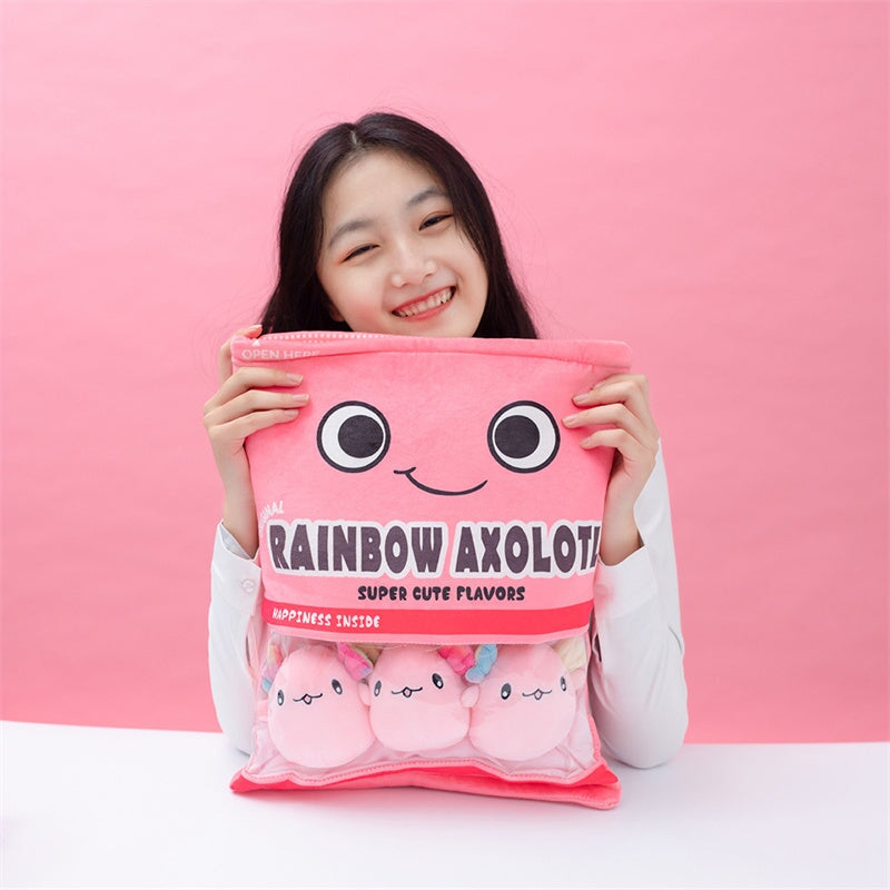 Rainbow Pink Blue Axolotl Candy Bag Plushies-Kawaii Dream