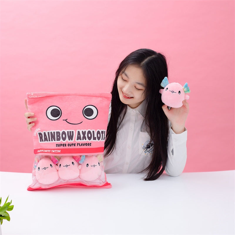 Rainbow Pink Blue Axolotl Candy Bag Plushies-Kawaii Dream