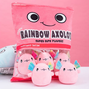 Rainbow Pink Blue Axolotl Candy Bag Plushies-Kawaii Dream