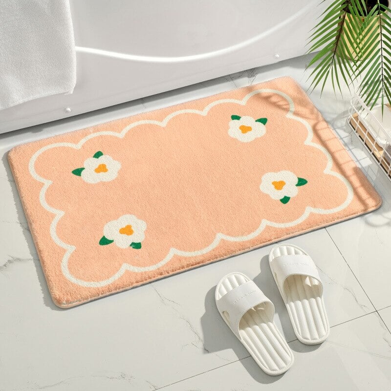 Rectangle Kawaii Floral Non-Slip Bathroom Mat-Kawaii Dream