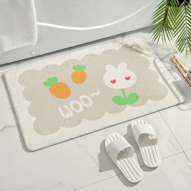 Rectangle Kawaii Floral Non-Slip Bathroom Mat-Kawaii Dream