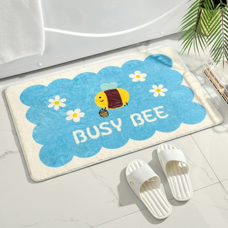 Rectangle Kawaii Floral Non-Slip Bathroom Mat-Kawaii Dream