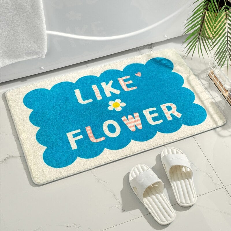 Rectangle Kawaii Floral Non-Slip Bathroom Mat-Kawaii Dream