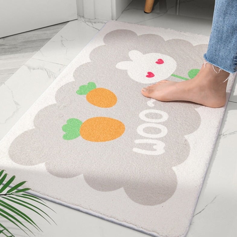 Rectangle Kawaii Floral Non-Slip Bathroom Mat-Kawaii Dream