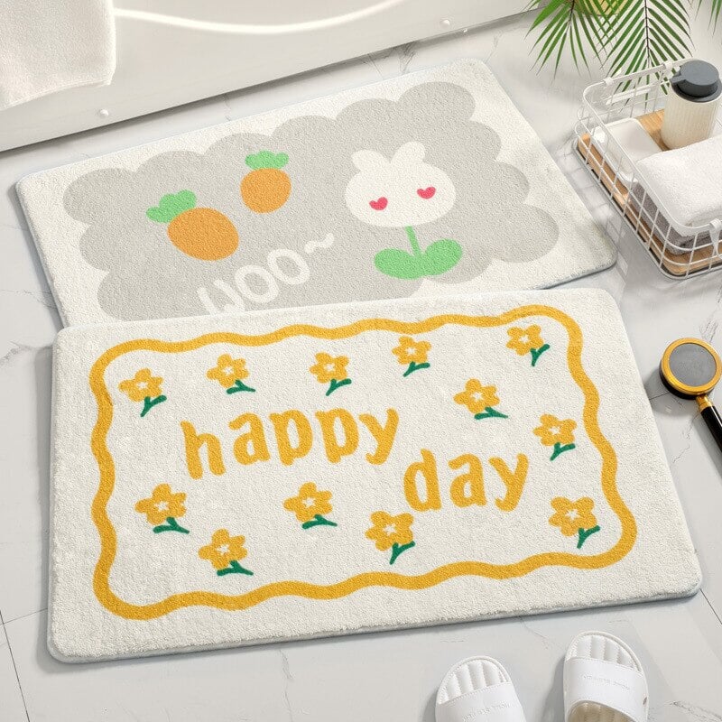 Rectangle Kawaii Floral Non-Slip Bathroom Mat-Kawaii Dream