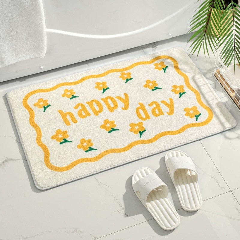Rectangle Kawaii Floral Non-Slip Bathroom Mat-Kawaii Dream