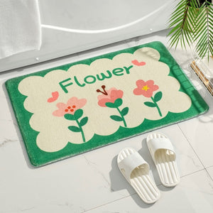 Rectangle Kawaii Floral Non-Slip Bathroom Mat-Kawaii Dream