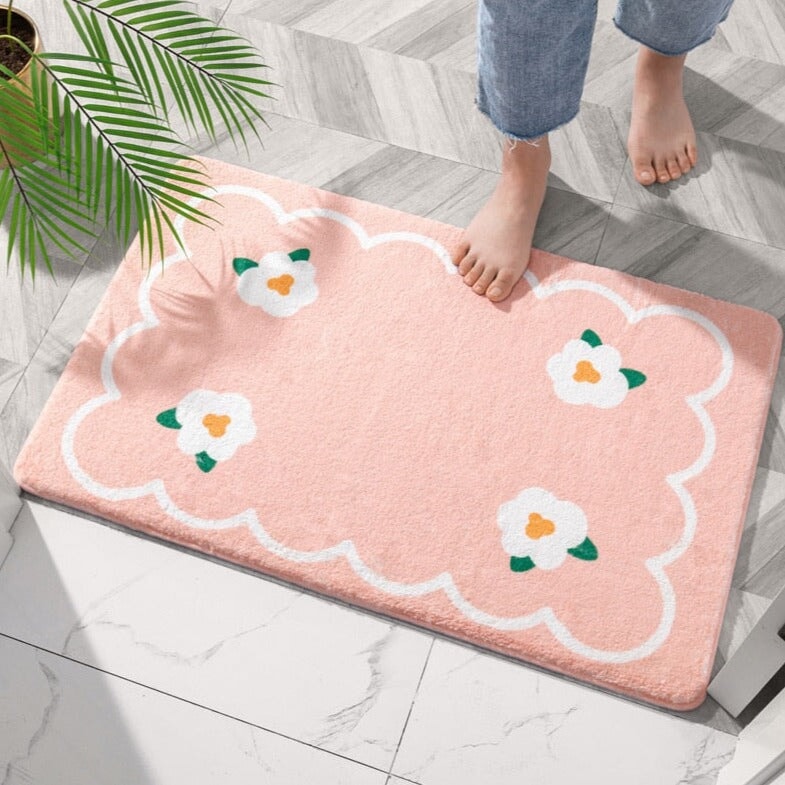 Rectangle Kawaii Floral Non-Slip Bathroom Mat-Kawaii Dream