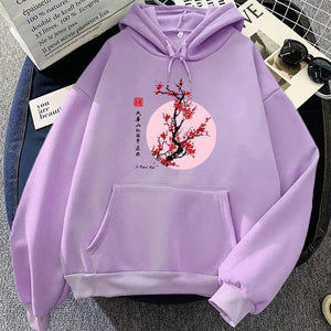 Red Sakura Branch Moon Unisex Hoodie-Kawaii Dream