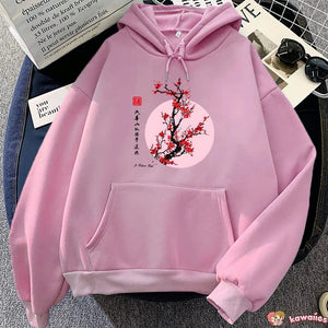 Red Sakura Branch Moon Unisex Hoodie-Kawaii Dream